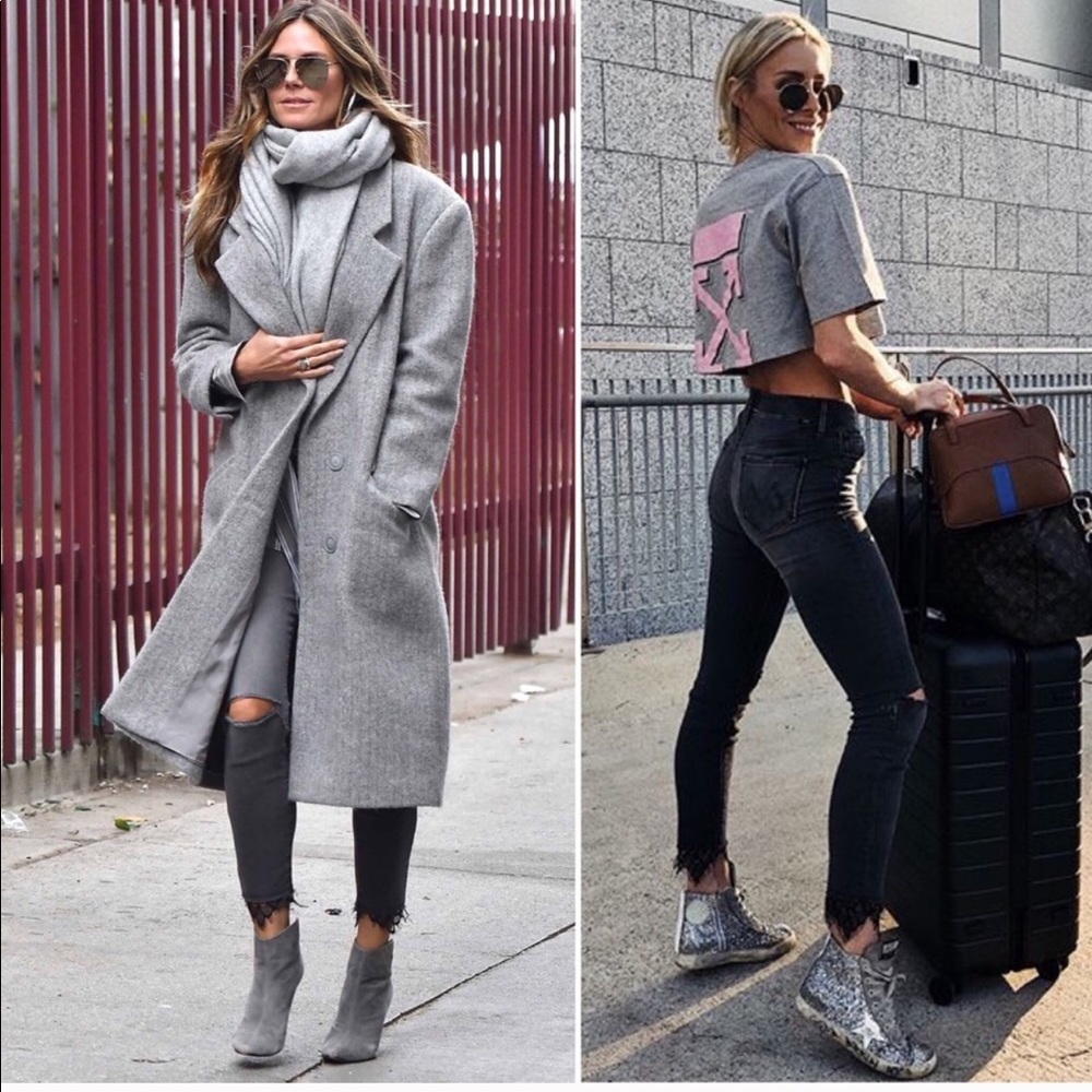 MOTHER- High Waisted Looker Dagger Ankle Fray grey